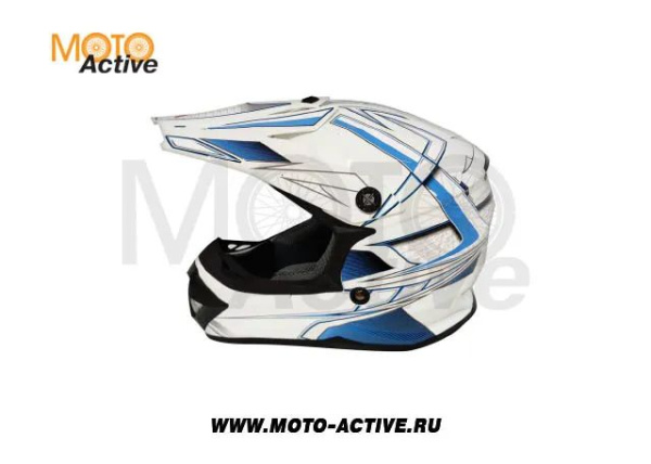 Шлем детский (кроссовый) ATAKI SC-15 Rift, синий/белый глянцевый